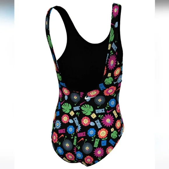 Nike Kids Swim One Piece - Black with Multicolor Floral